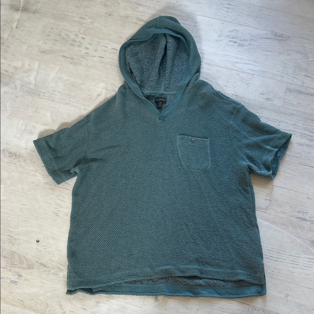 Green Short Sleeve Knit Hoodie